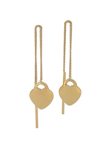 Thread Heart Tag Charm Earrings in 9ct Gold