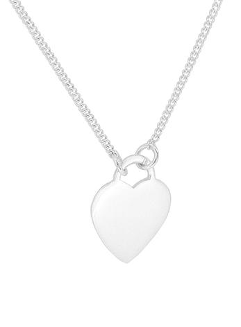 Love Heart Tag Charm Necklace in Sterling Silver