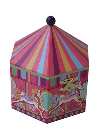 Musical White Horse Carousel Pink Jewellery Box