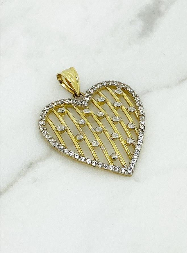 Fancy Cz Heart Pendant With Lattice Design in 9ct Gold