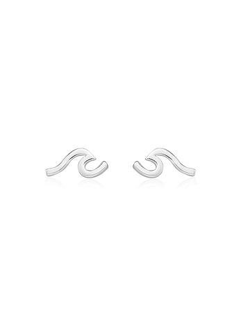 Simple Ocean Wave Stud Earrings in Sterling Silver