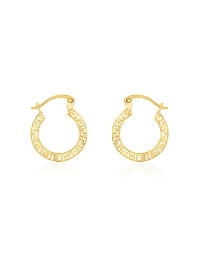 Greek Key Hoop Earrings in 9ct Gold
