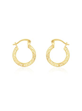 Greek Key Hoop Earrings in 9ct Gold