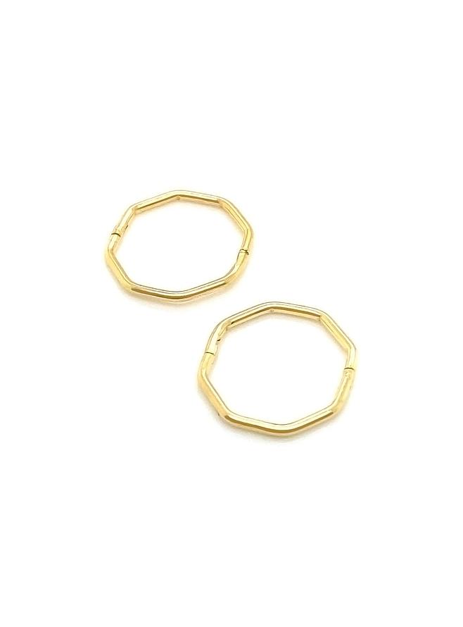 Octagonal Hinged Sleeper Hoop Earrings in 22ct Gold