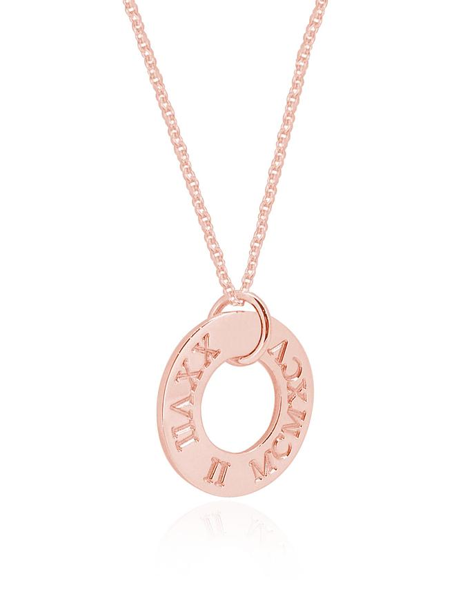 Personalised Roman Numeral Birthday Necklace in 9ct Rose Gold