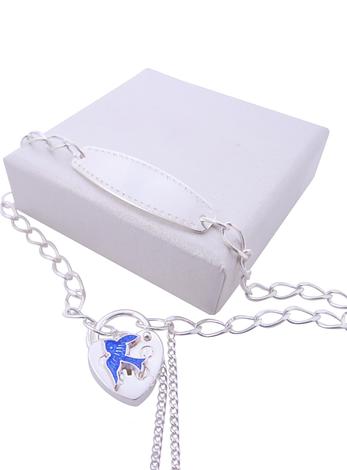 Bluebird Happiness Identity Padlock Charm Bracelet