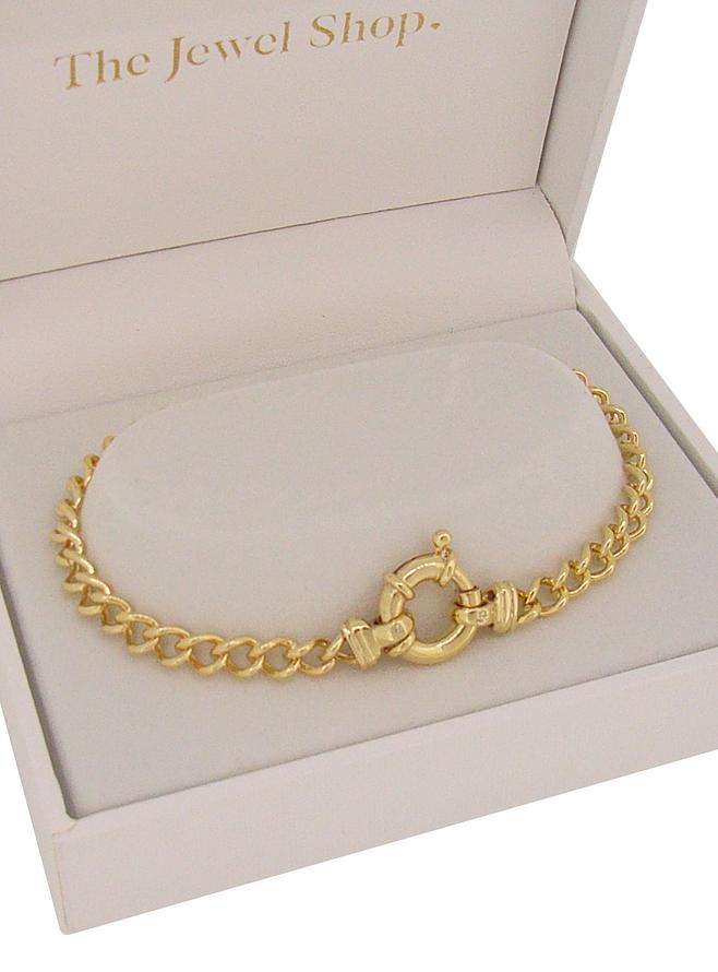 Reagan Curb Bracelet With Large Bolt Ring in Gold