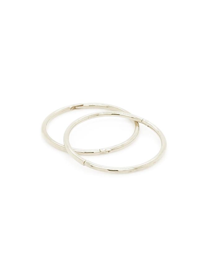 X-Large Plain Hinged Sleeper Hoop Earrings in 9ct White Gold