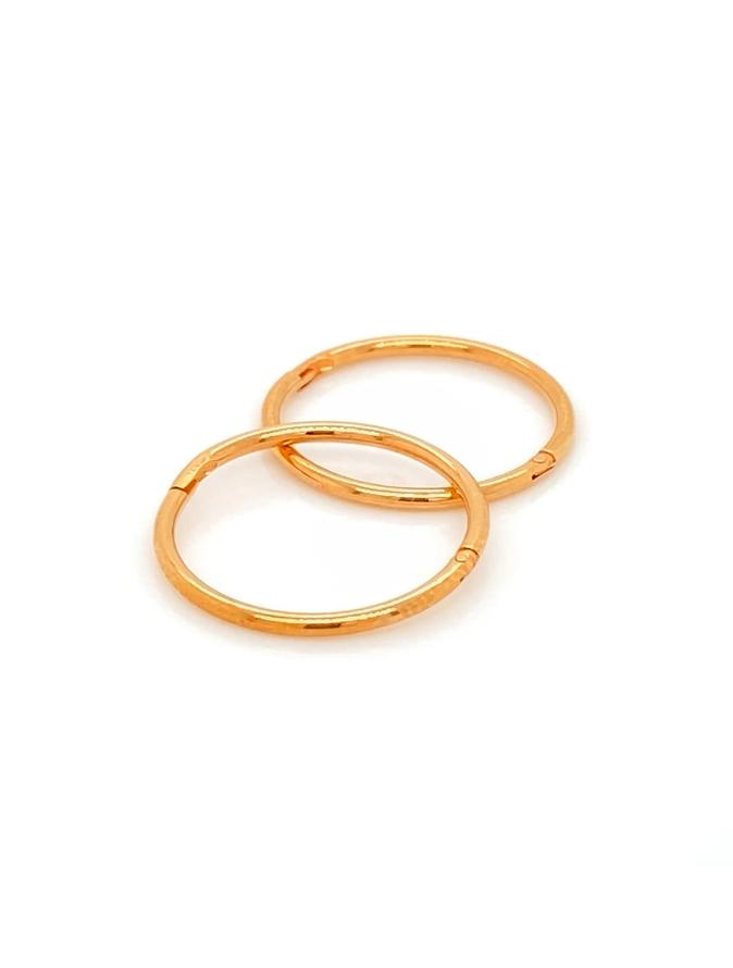 Large Plain Hinged Sleeper Hoop Earrings in 9ct Rose Gold