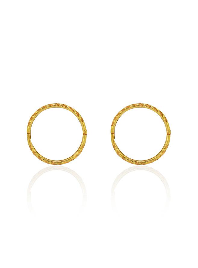Large Twist Hinged Sleeper Hoop Earrings in 22ct Gold