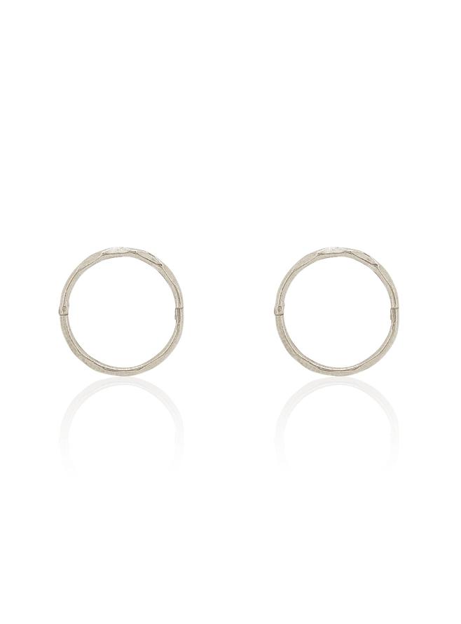 Medium Facet Hinged Sleeper Earrings in 9ct White Gold