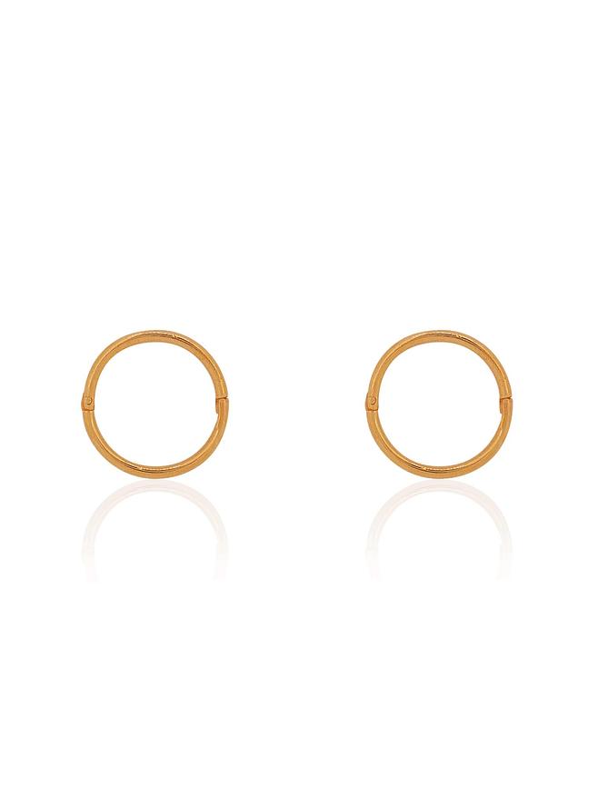 Small Plain Hinged Sleeper Hoop Earrings in 9ct Rose Gold