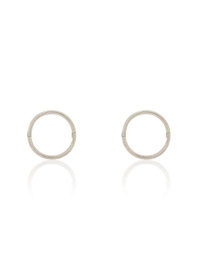 Small Plain Hinged Sleeper Hoop Earrings in Sterling Silver