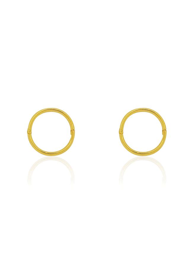 Small Plain Hinged Sleeper Hoop Earrings in 22ct Gold