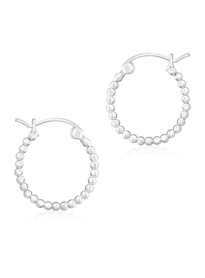 Elise Ball Beaded 20mm Hoop Earrings in Sterling Silver