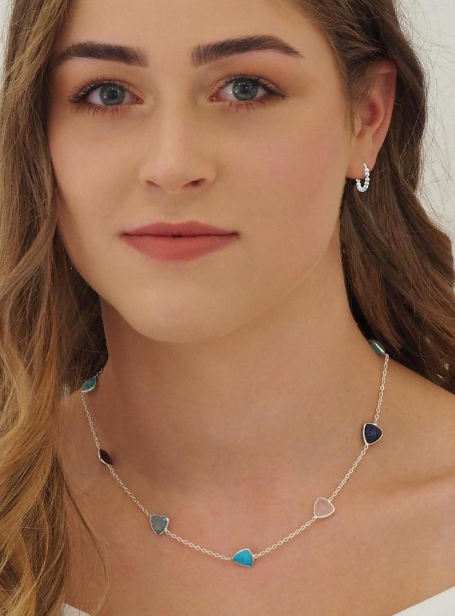 Elise Ball Beaded 14mm Hoop Earrings in Sterling Silver