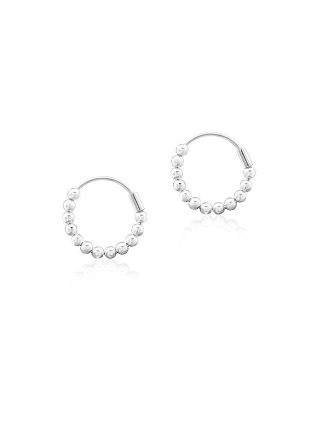 Elise Ball Beaded 12mm Hoop Earrings in Sterling Silver