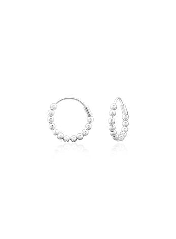 Elise Ball Beaded 12mm Hoop Earrings in Sterling Silver