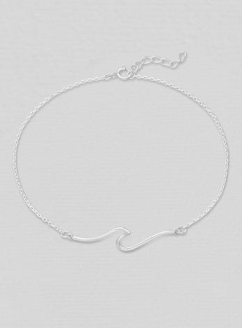 Surf Ocean Wave Love Britty Anklet in Sterling Silver