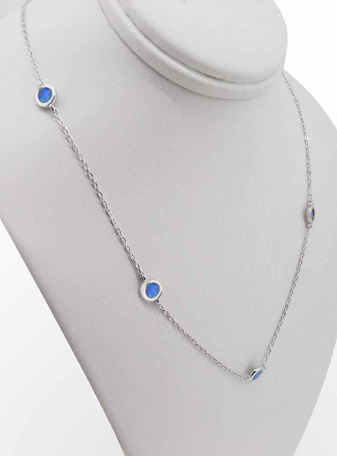 Ocean Blue Love Britty Yard Necklace in Sterling Silver