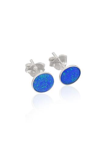 Ocean Blue Love Britty 8mm Stud Earrings in Sterling Silver