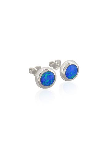 Ocean Blue Love Britty 6mm Stud Earrings in Sterling Silver