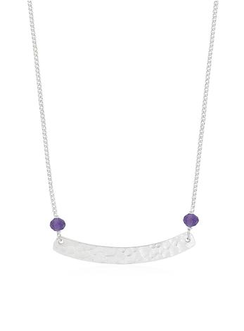 Florence Hammered Bar Amethyst Necklace in Silver