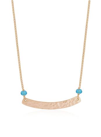 Florence Hammered Bar Blue Topaz Necklace in Rose