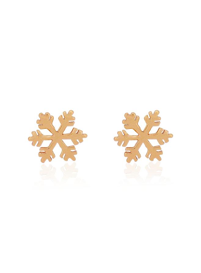 Dakota Christmas Snowflake Charm Stud Earrings in Rose