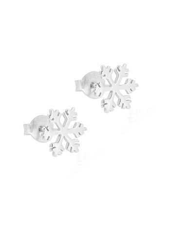 Dakota Christmas Snowflake Charm Stud Earrings in Sterling Silver