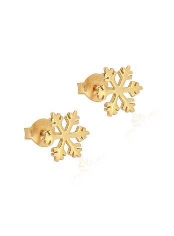 Dakota Christmas Snowflake Charm Stud Earrings in Gold