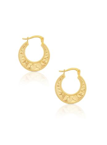 Aztec Crescent Hoop Earrings in 9ct Gold