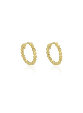 Ball Beaded Huggie Hoop Earrings in 9ct Gold