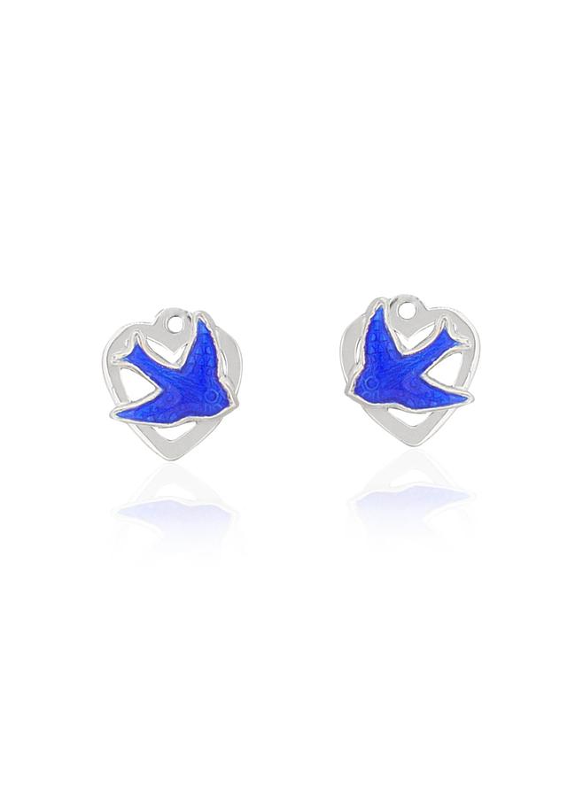 Bluebird Heart Charms for Sleeper Earrings in Sterling Silver