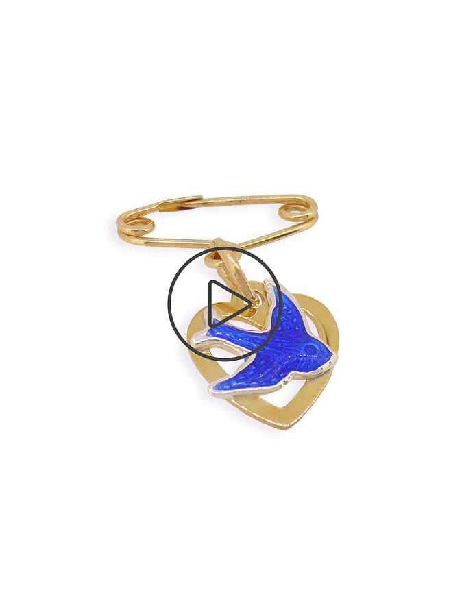 Lucky Bluebird Happiness Pin Something Blue for Brides in 9ct Gold