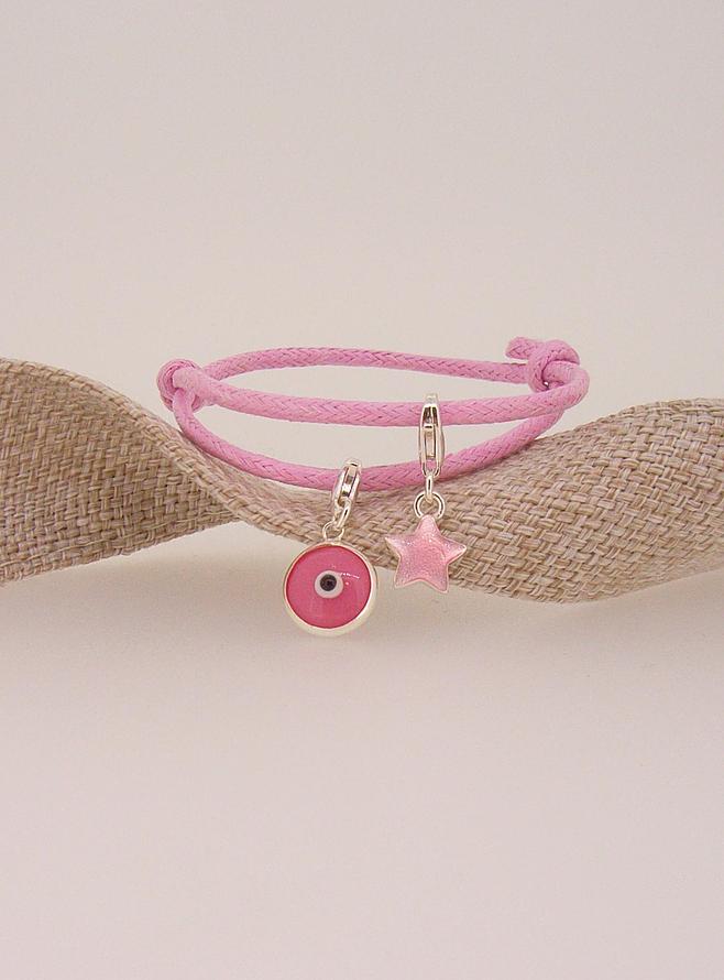 Pink Cotton Cord Adjustable Bracelet