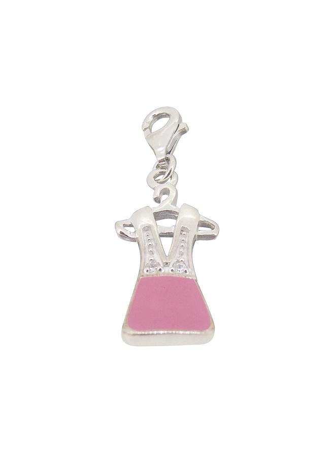 Pretty Pink Party Dress Clip on Charm in Sterling Silver