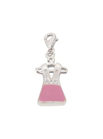 Pretty Pink Party Dress Clip on Charm in Sterling Silver