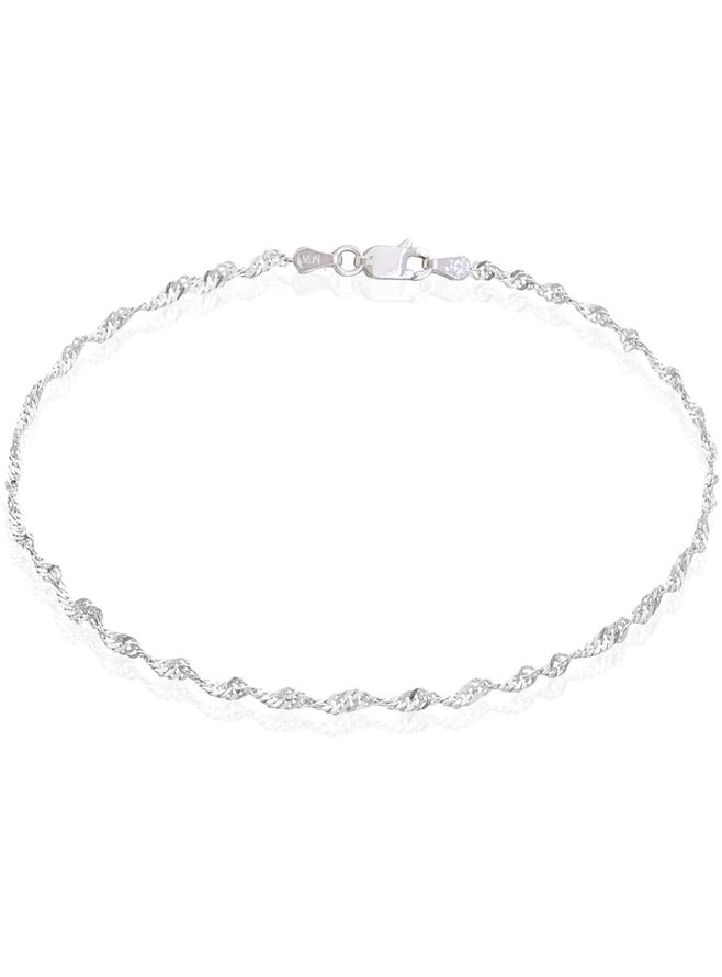 Rope Singapore Twist Anklet Chain in Sterling Silver