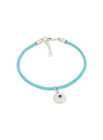 Protector Evil Eye Charm Cord Bracelet in Baby Blue