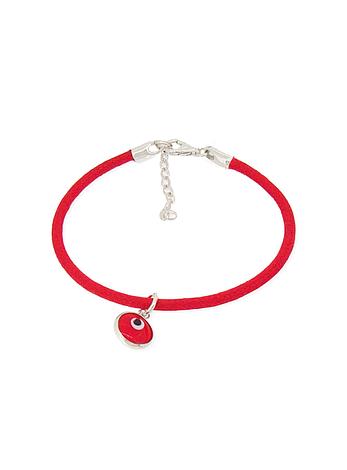 Protector Evil Eye Charm Cord Bracelet in Red