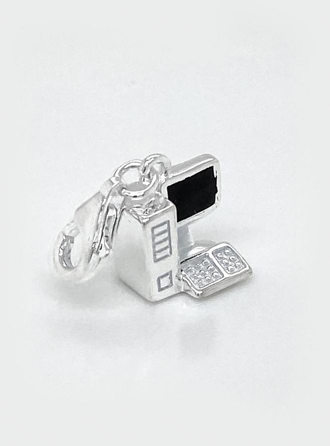 Computer Pc Desktop Clip on Charm in Sterling Silver