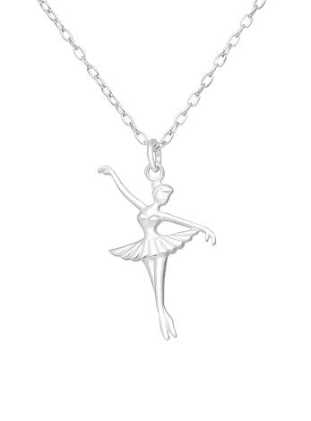 Ballet Dancer Ballerina Charm Necklace in Sterling Silver