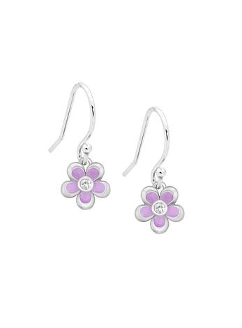 Pastiche Pretty Sterling Silver Flower Hook Earrings in Violet