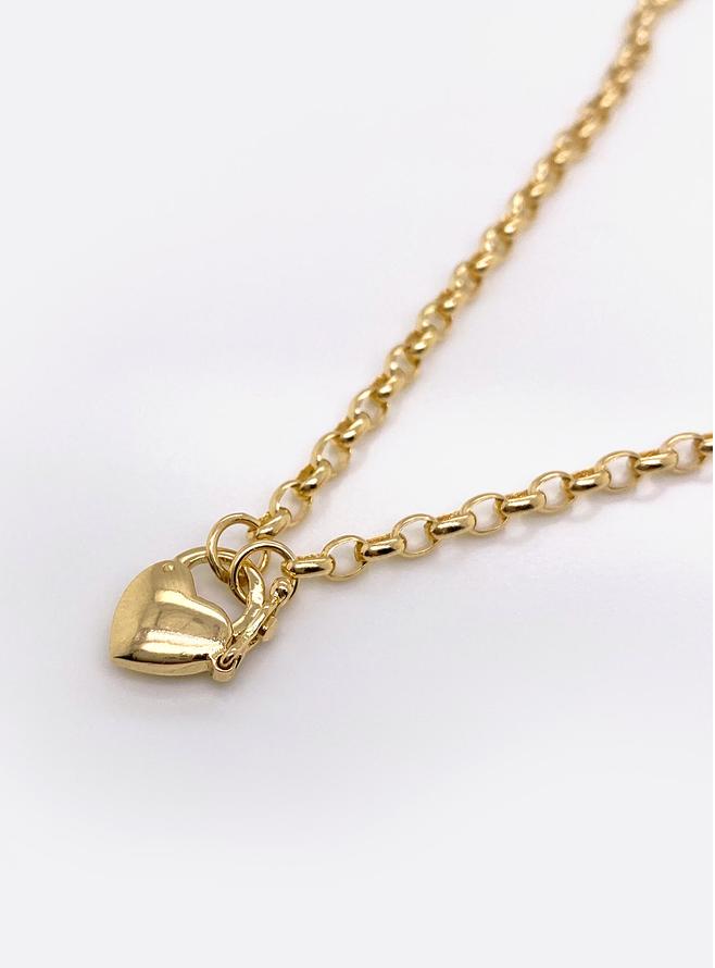 Oval Belcher Padlock Necklace Chain in 9ct Gold