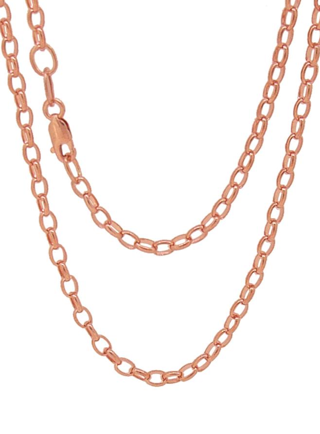 Oval 2.4mm Belcher Necklace Chain in 9ct Rose Gold