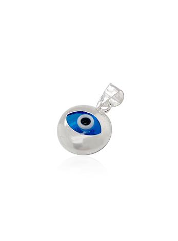 Lucky Protection Evil Eye Charm Pendant in Sterling Silver