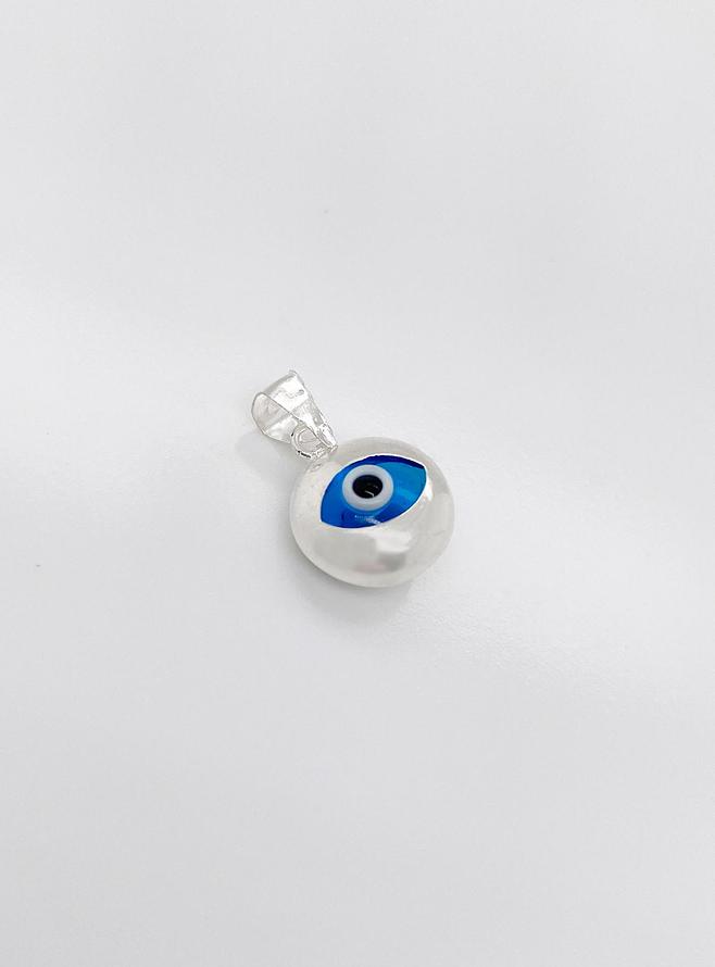 Lucky Protection Evil Eye Charm Pendant in Sterling Silver