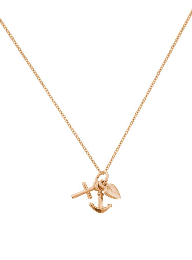 Small Faith Hope Charity Charm Necklace in 9ct Rose Gold