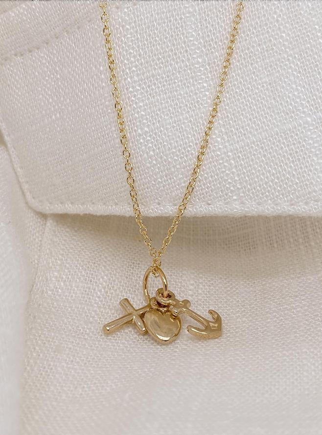 14K Yellow Gold Faith, Hope, and Charity Pendant For Necklace or Chain |  eBay